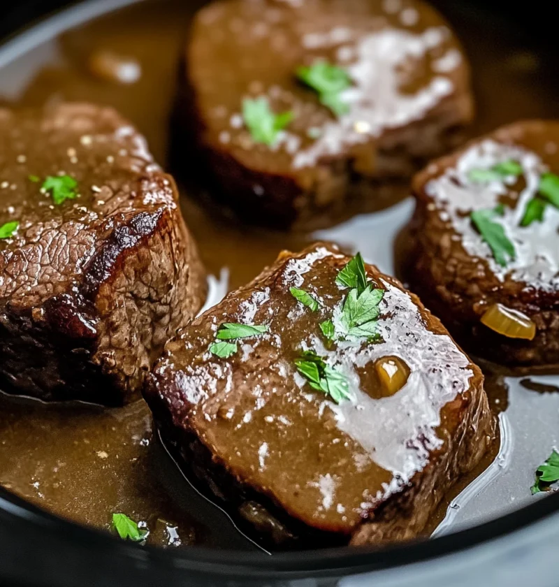 Tender Crock Pot Cube Steak Rich Mushroom Gravy