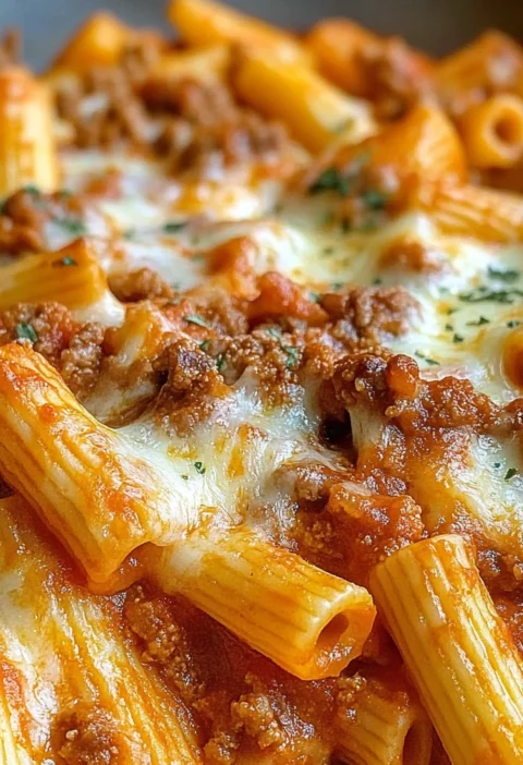 Beef Rigatoni Cheese Bake