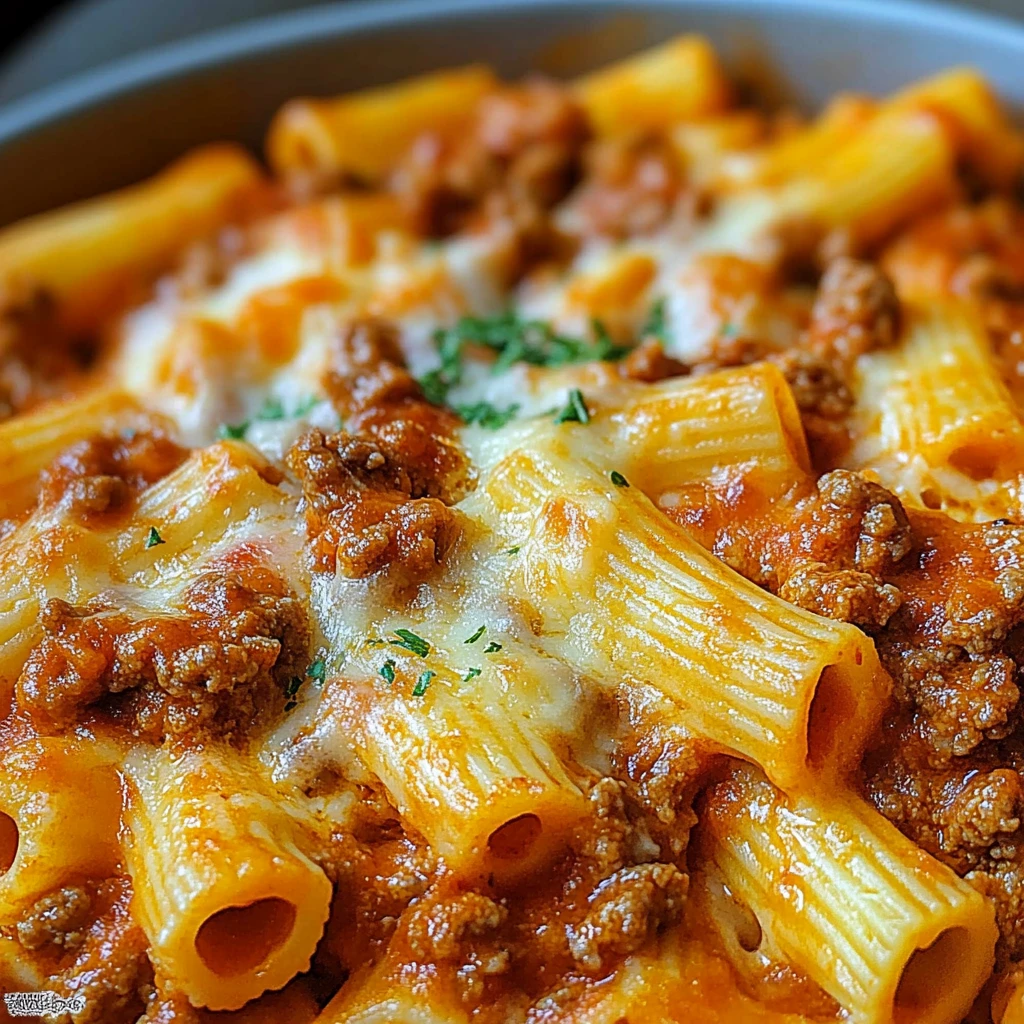 Beef Rigatoni Cheese Bake