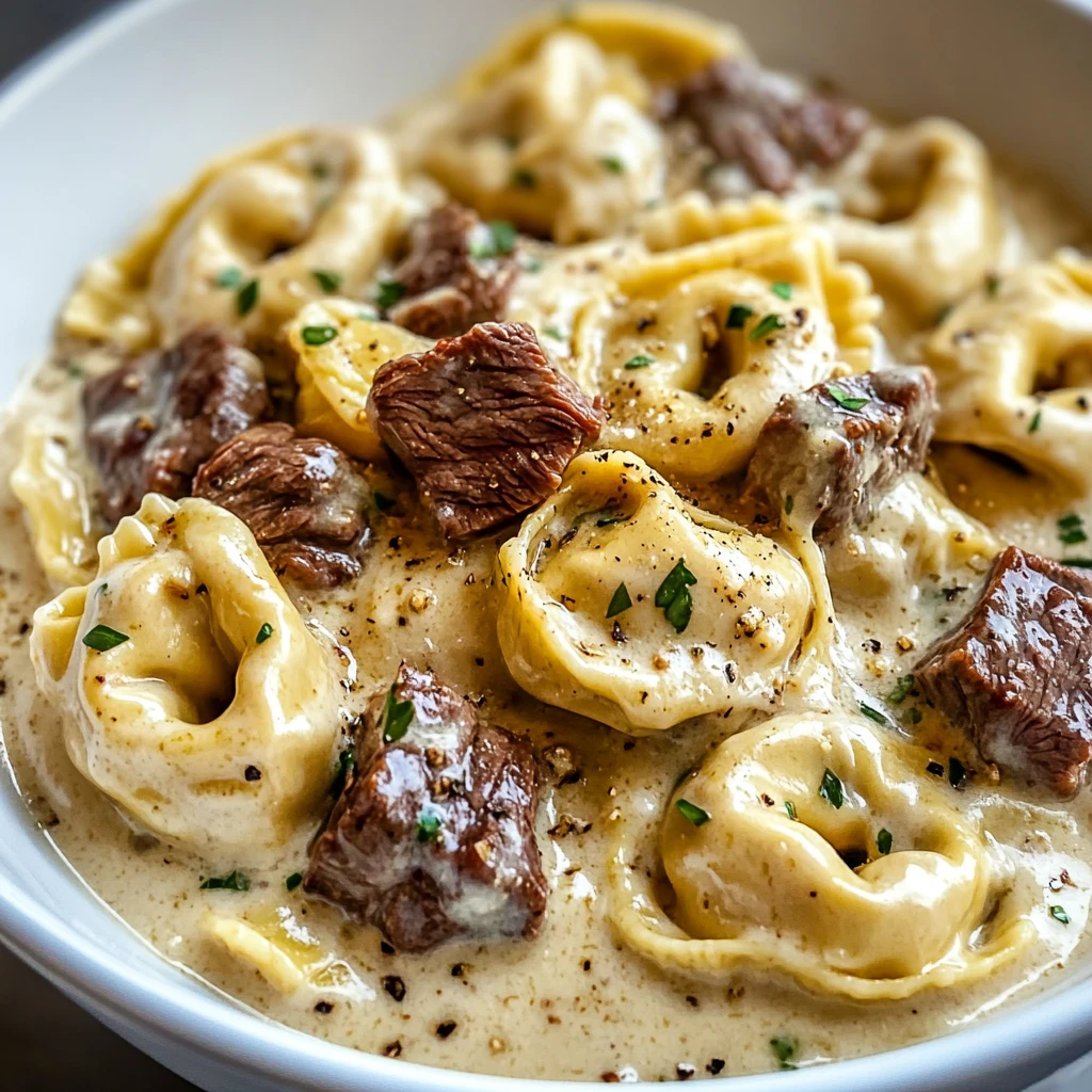 Cracked Garlic Steak Tortellini in Rich Creamhouse Sauce