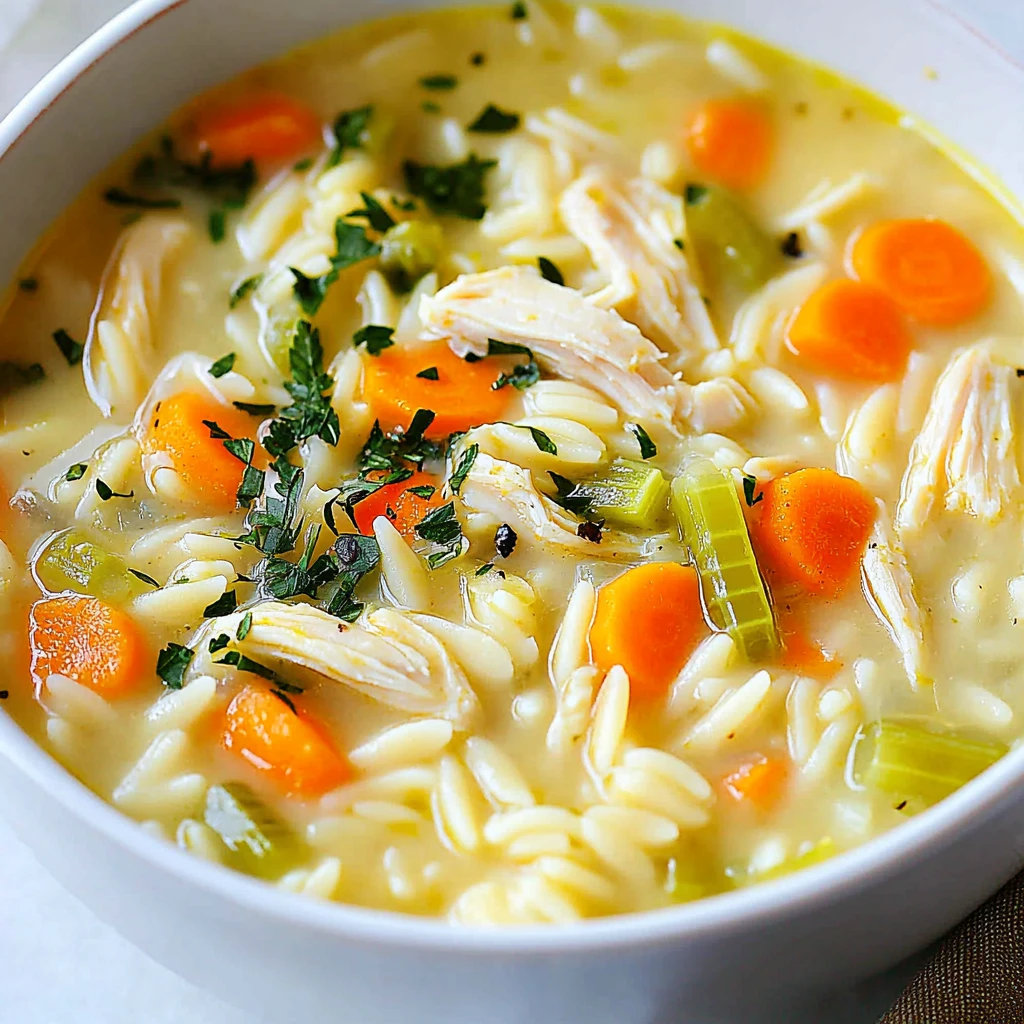 Creamy Lemon Chicken Orzo Soup