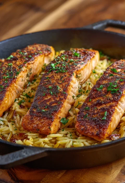 Creamy Lemon Orzo Salmon