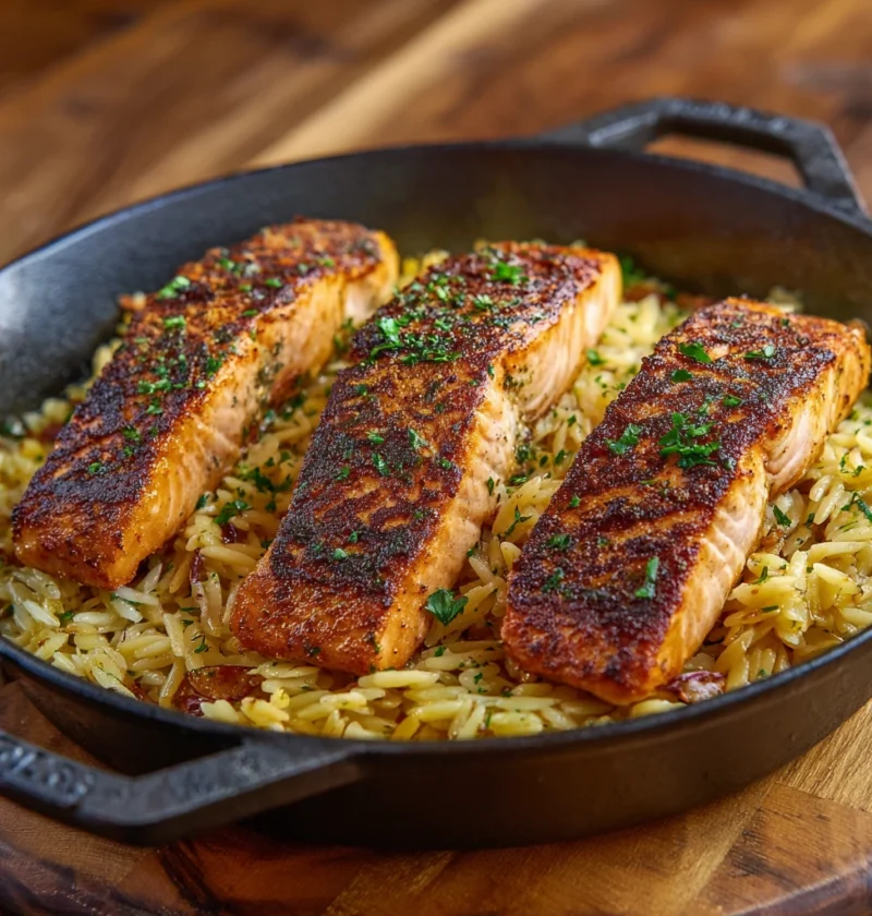 Creamy Lemon Orzo Salmon