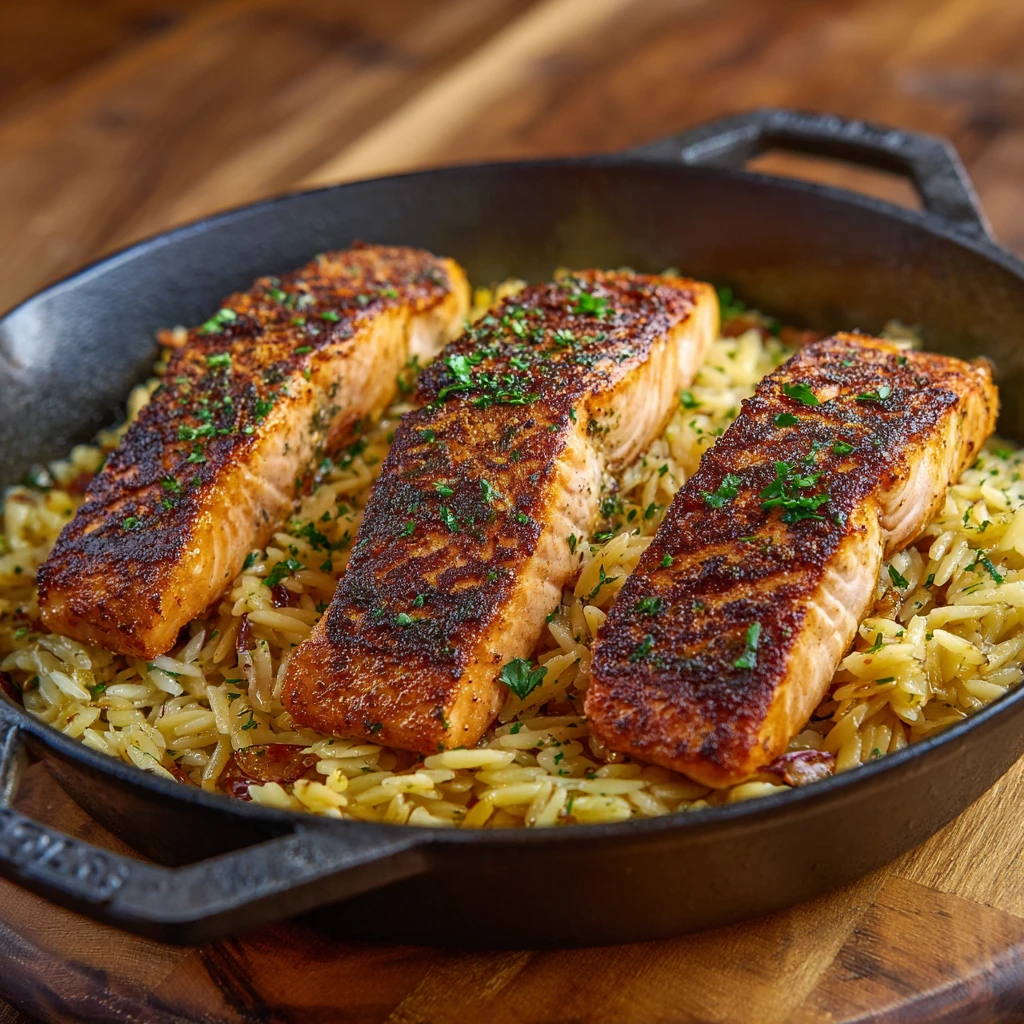 Creamy Lemon Orzo with Salmon