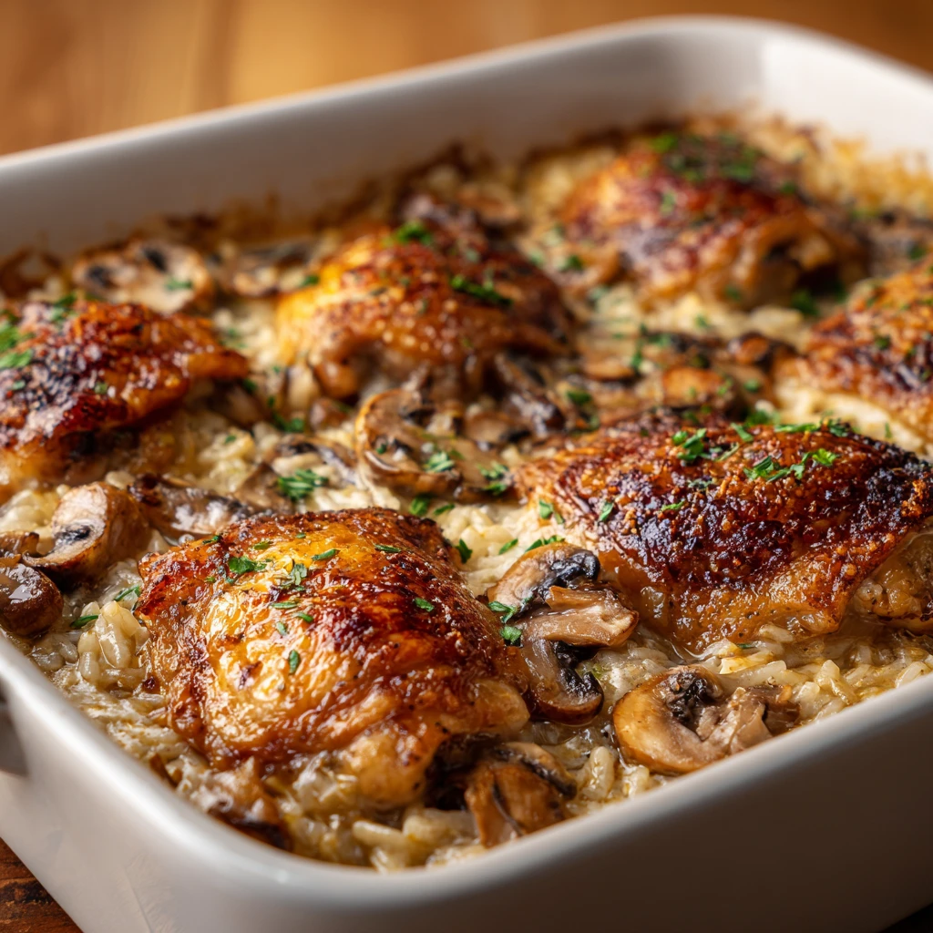 Creamy Smothered Chicken and Rice Casserole