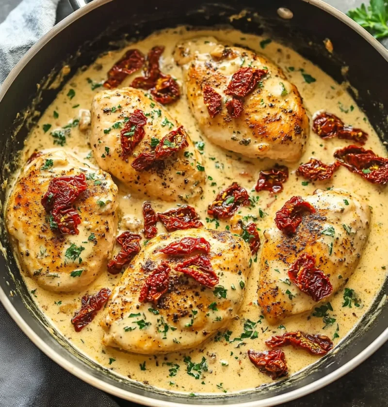 Creamy Sundried Tomato Garlic Chicken Onepan Dinner