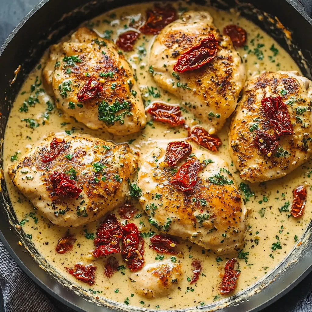 Creamy Sundried Tomato Garlic Chicken Onepan Dinner
