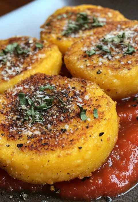 Crispy Fried Polenta Marinara Sauce