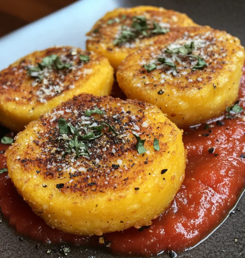 Crispy Fried Polenta Marinara Sauce