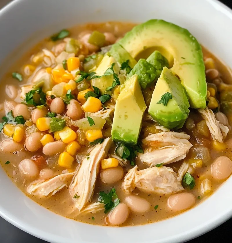 Healthy White Turkey Chili Avocado Beans