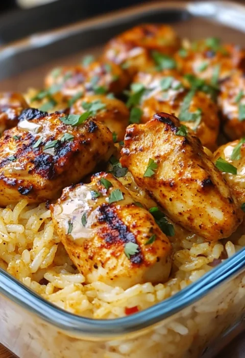 High Protein Creamy Cajun Chicken Rice Flavorful