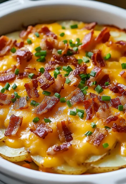 Irresistible Layered Bacon Cheese Potatoes