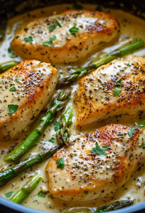 One Pot Creamy Chicken Asparagus Recipe Made