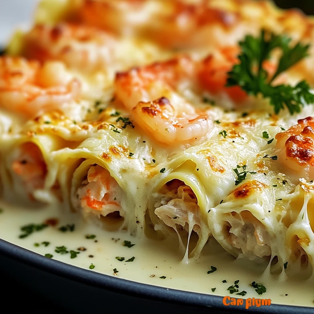 Shrimp Crab Alfredo Roll Ups