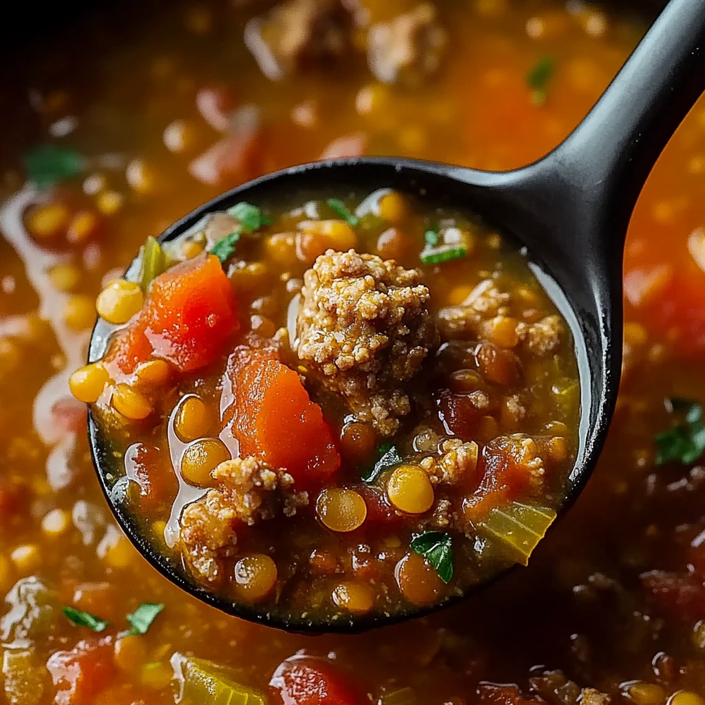 Slow Cooker Sausage Lentil Soup Hearty