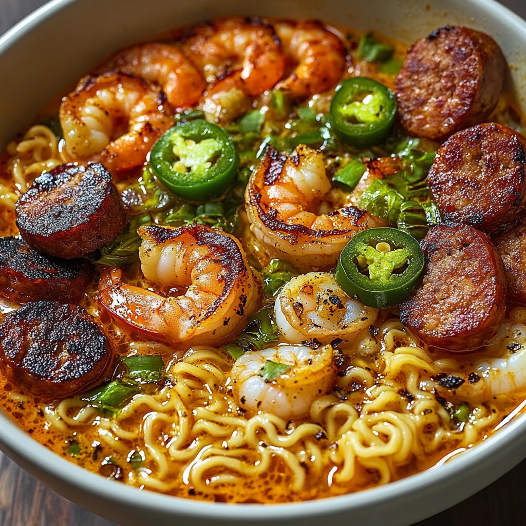 Spicy Jalapeño Cheddar Sausage & Shrimp Ramen