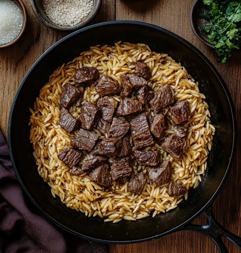 Steak Caramelized Onion Orzo