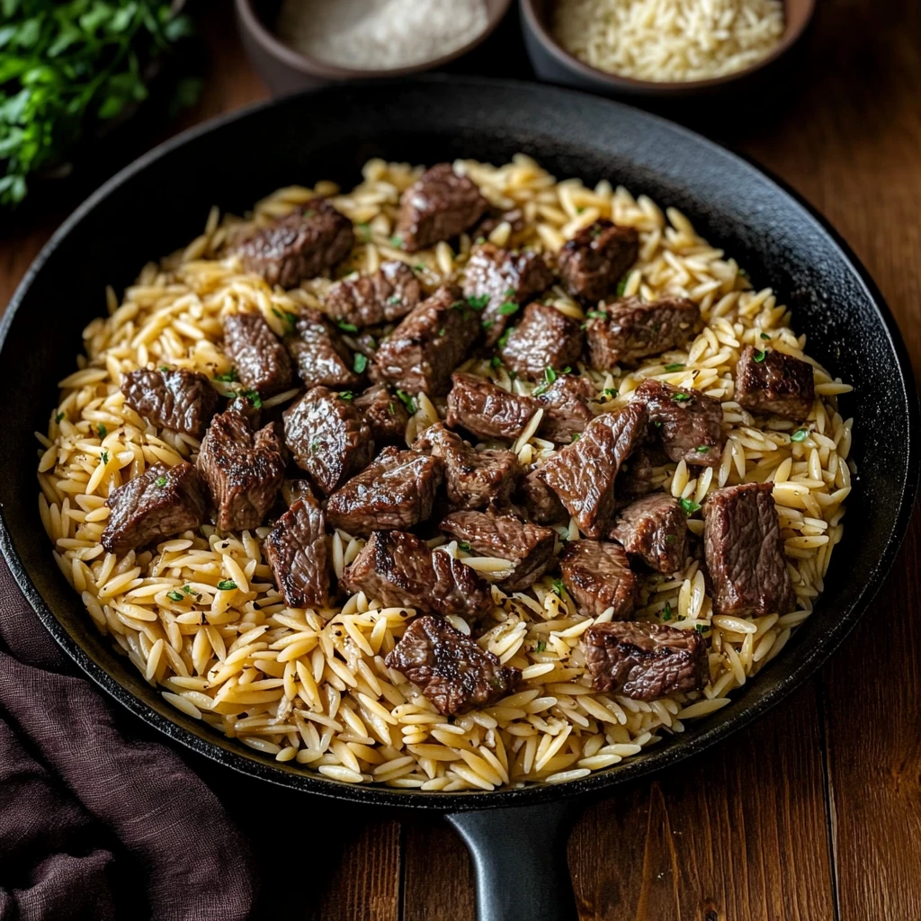 Steak Caramelized Onion Orzo