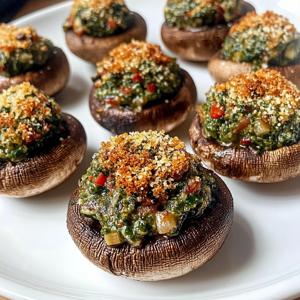 Stuffed Mushrooms with Pesto (Vegan)