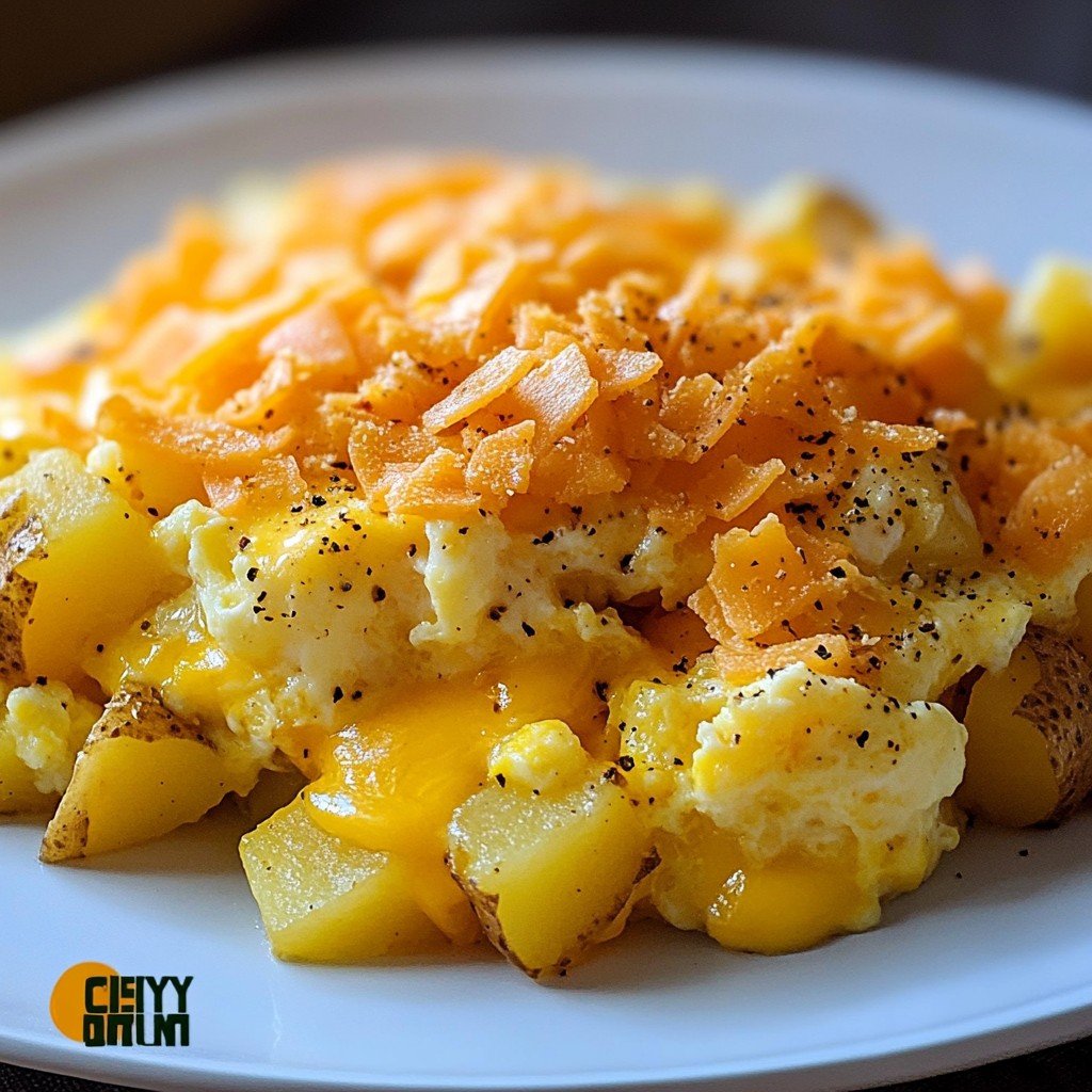 10-Minute Cheesy Potato & Egg Scramble for Busy Mornings