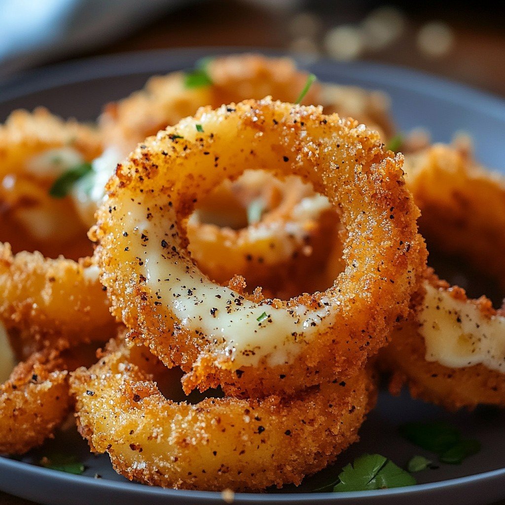 8-Ingredient Cheesy Stuffed Mozzarella Onion Rings
