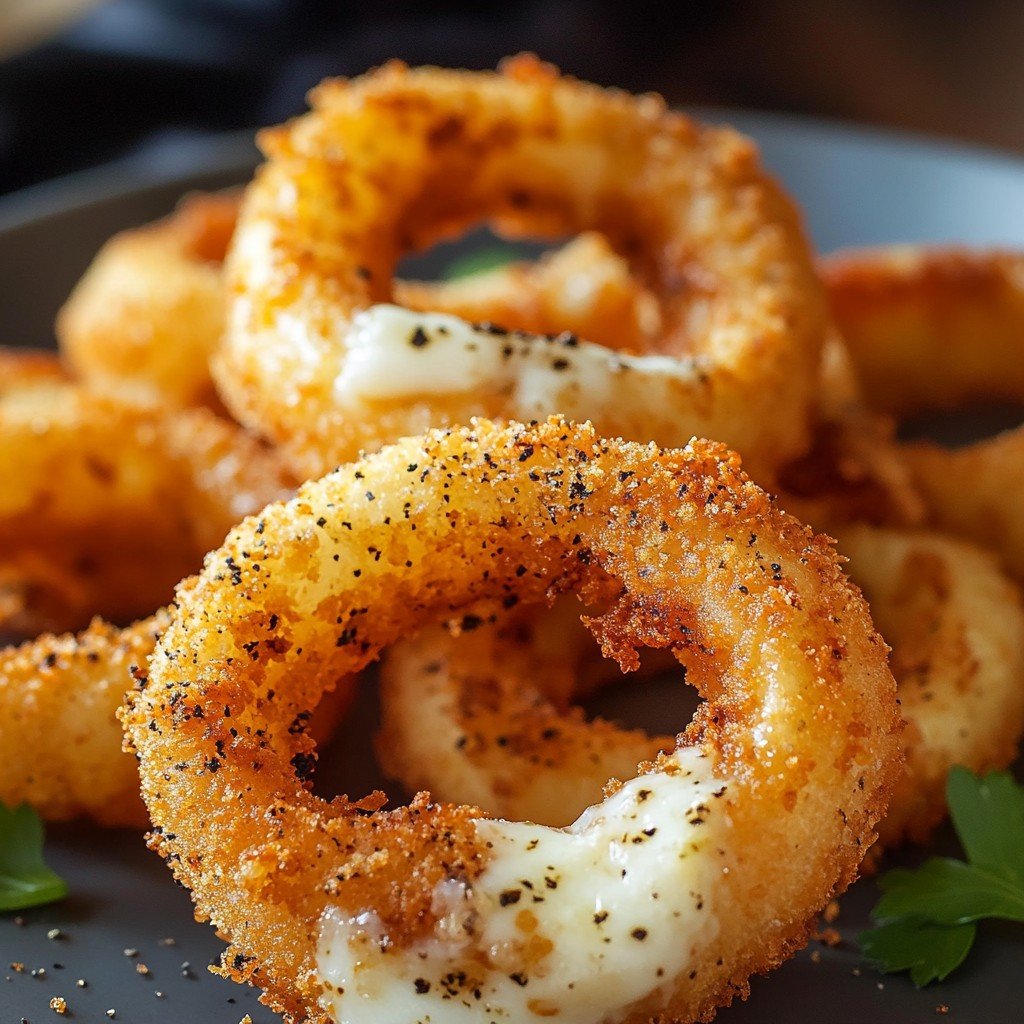 8-Ingredient Cheesy Stuffed Mozzarella Onion Rings