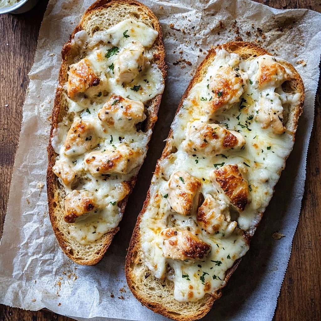 Chicken Alfredo Garlic Bread