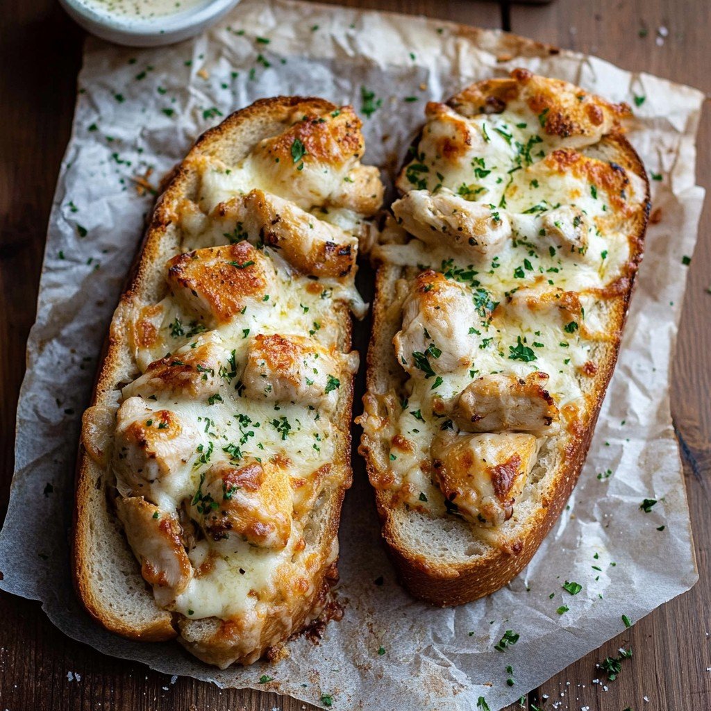 Chicken Alfredo Garlic Bread