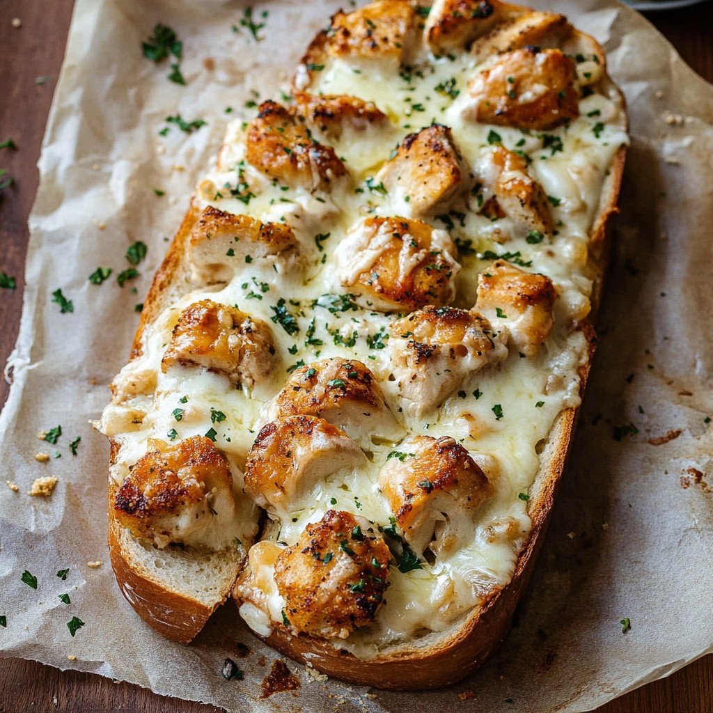 Chicken Alfredo Garlic Bread