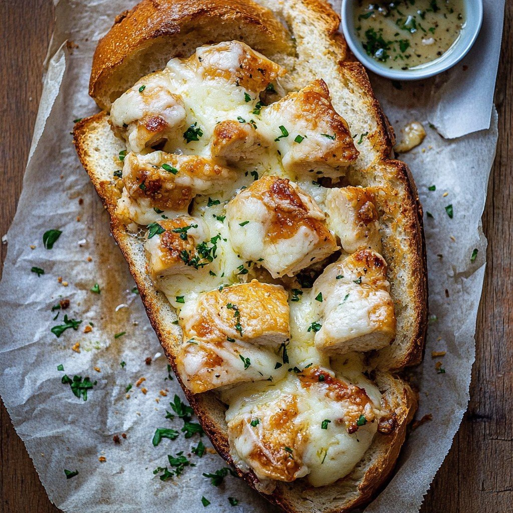 Chicken Alfredo Garlic Bread