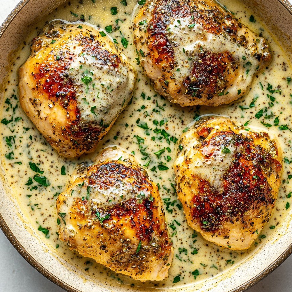 Creamy Garlic Parmesan Chicken Thighs