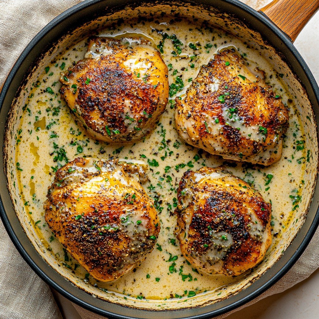 Creamy Garlic Parmesan Chicken Thighs