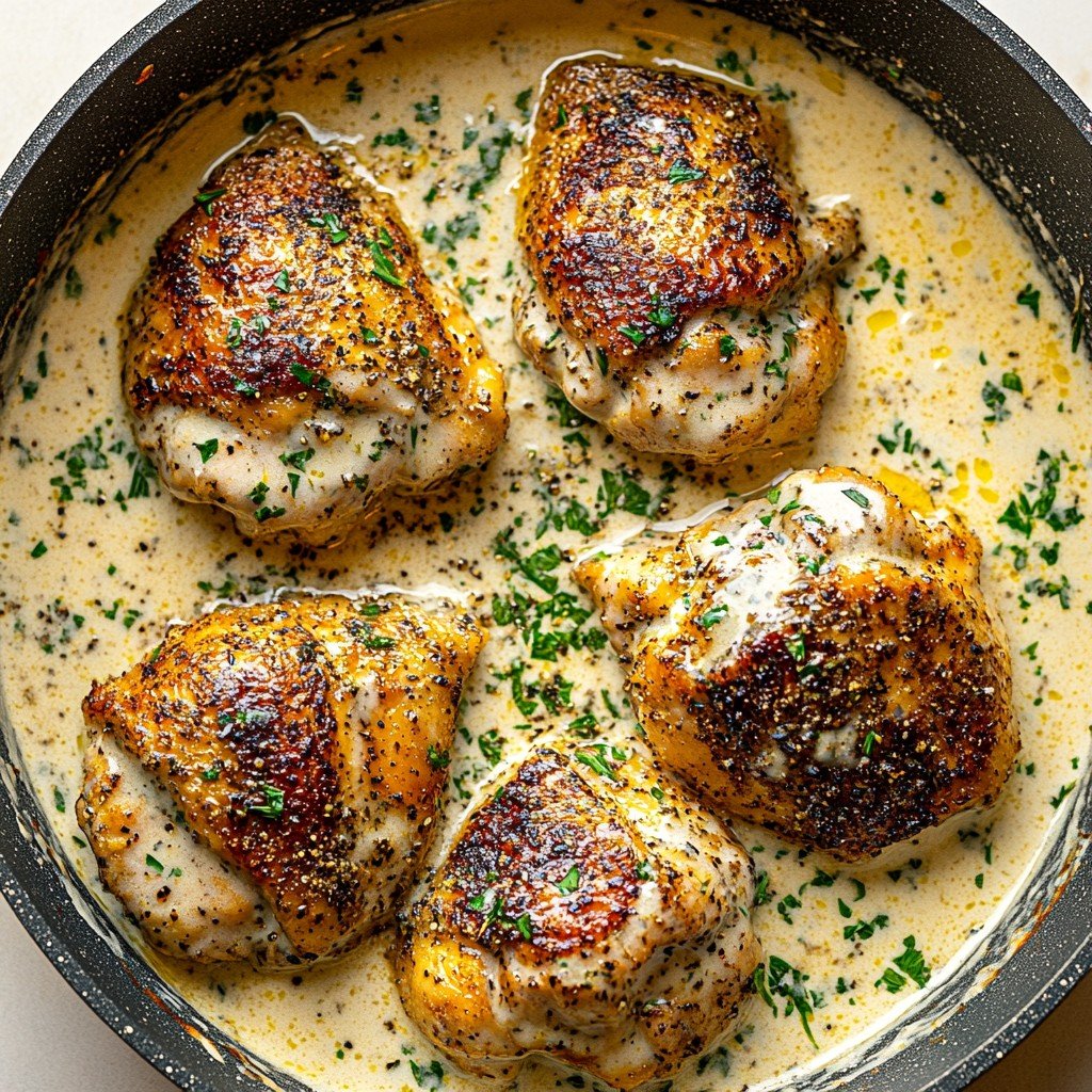 Creamy Garlic Parmesan Chicken Thighs