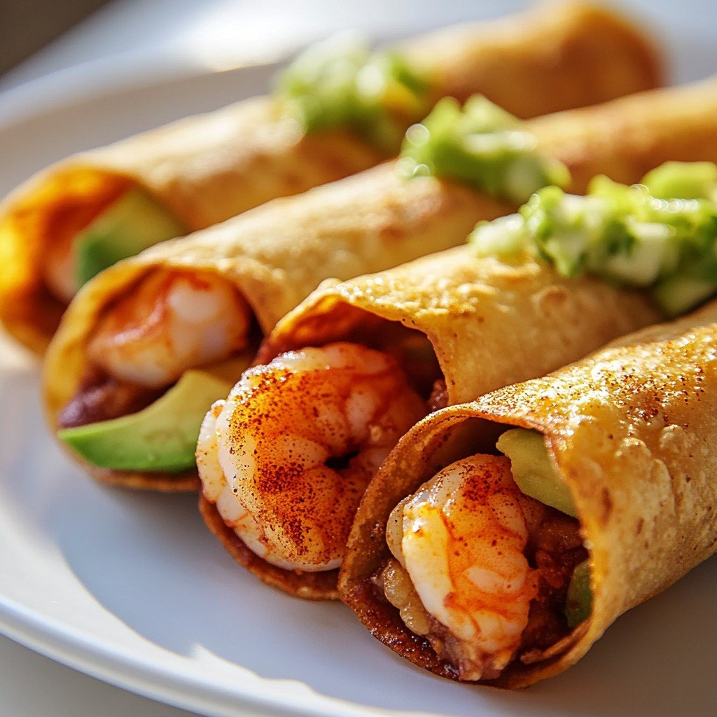 Crispy Shrimp & Avocado Taquitos