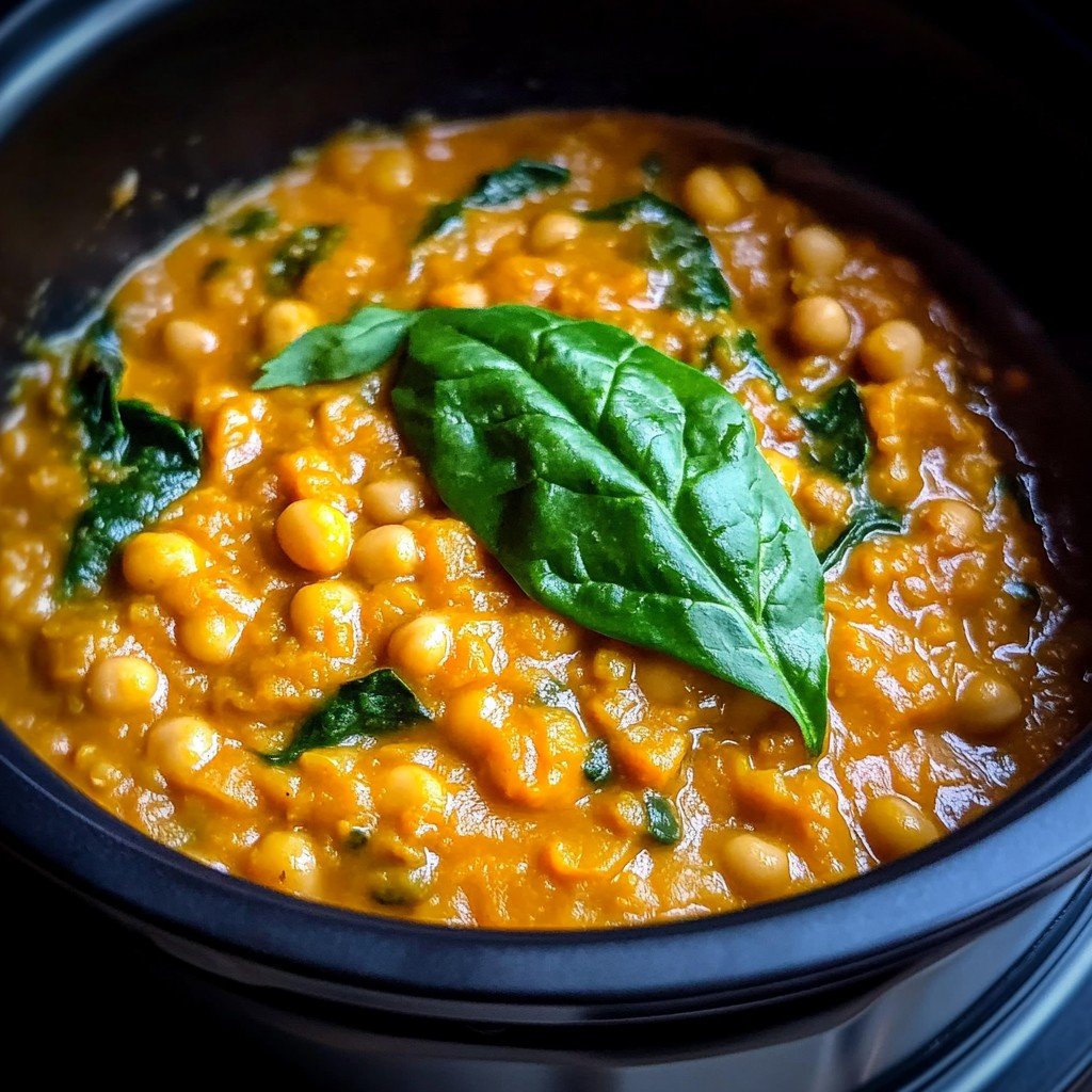 Easy Slow Cooker Creamy Coconut Lentils with Spinach Bliss