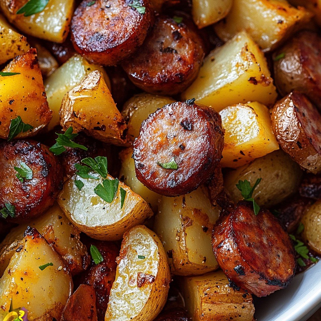 Fried Potatoes, Onions, and Smoked Polish Sausage