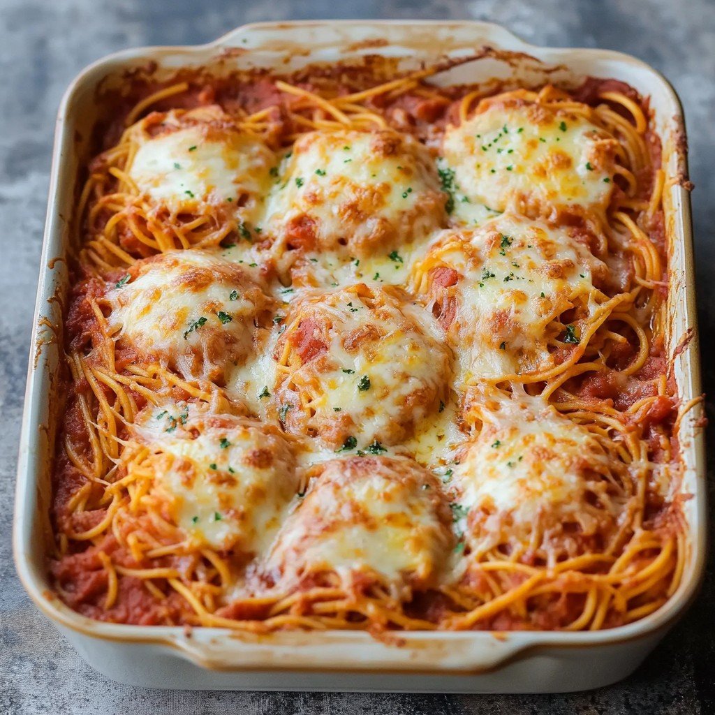 High Protein Baked Spaghetti Casserole