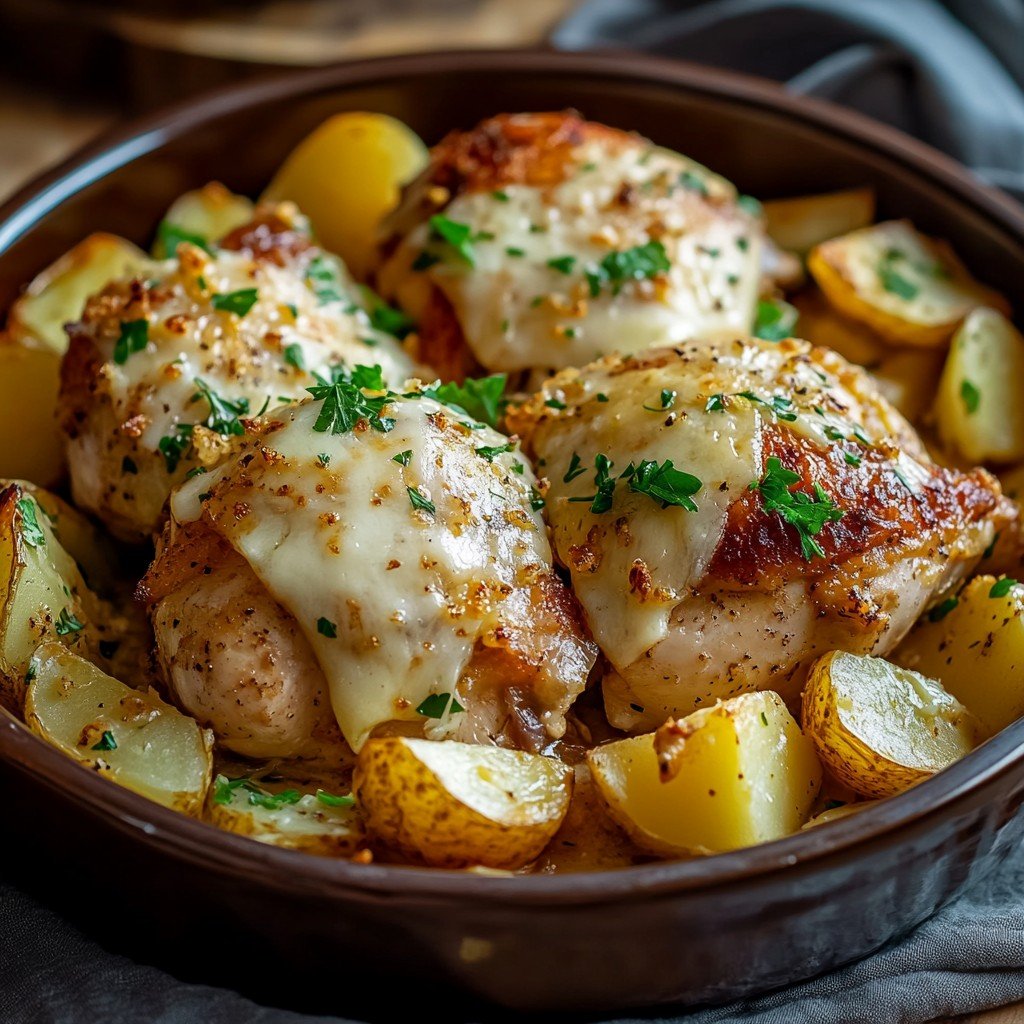 Irresistible Garlic Parmesan Crockpot Chicken Potatoes