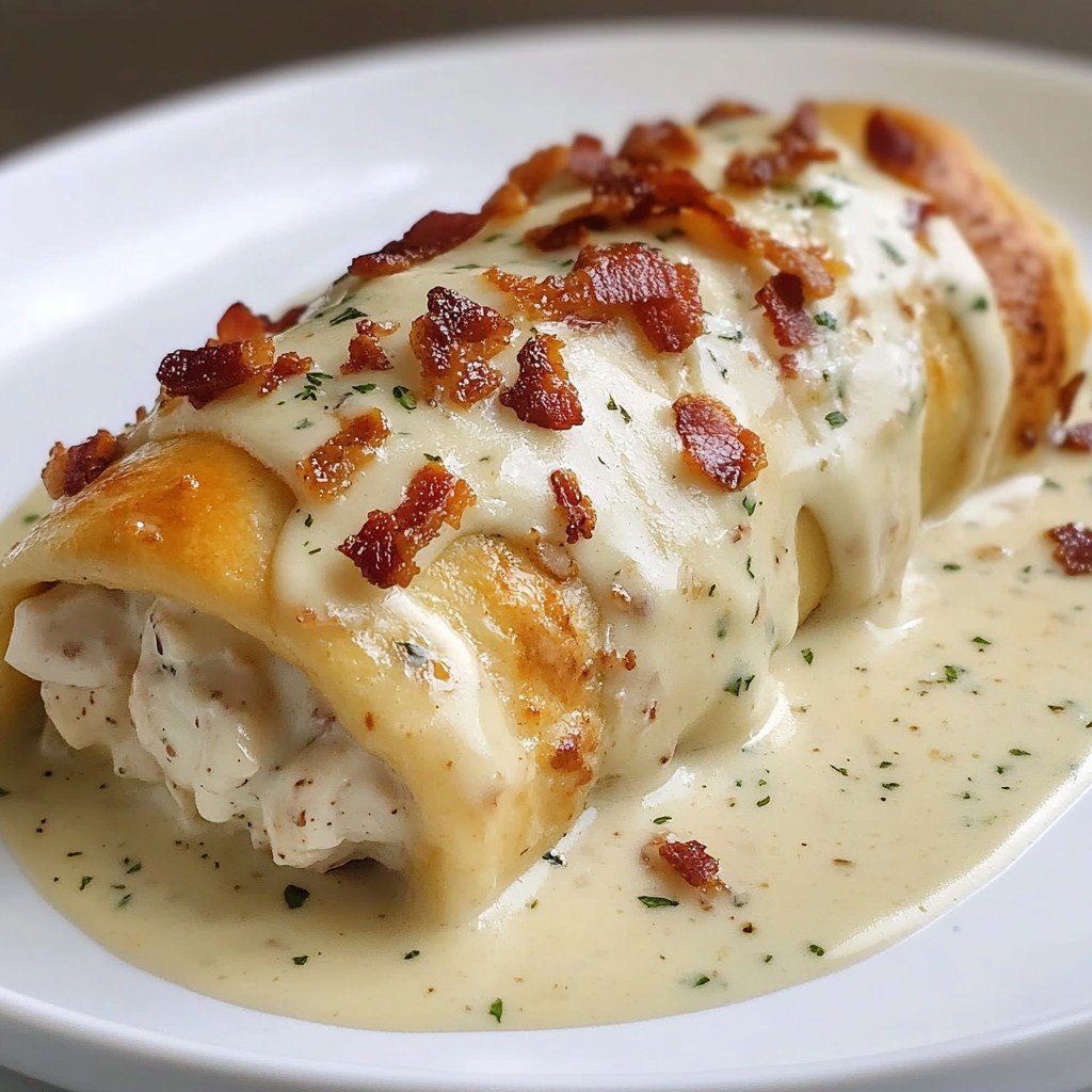 Loaded Bacon Chicken Alfredo Stuffed Breadstick Bombs