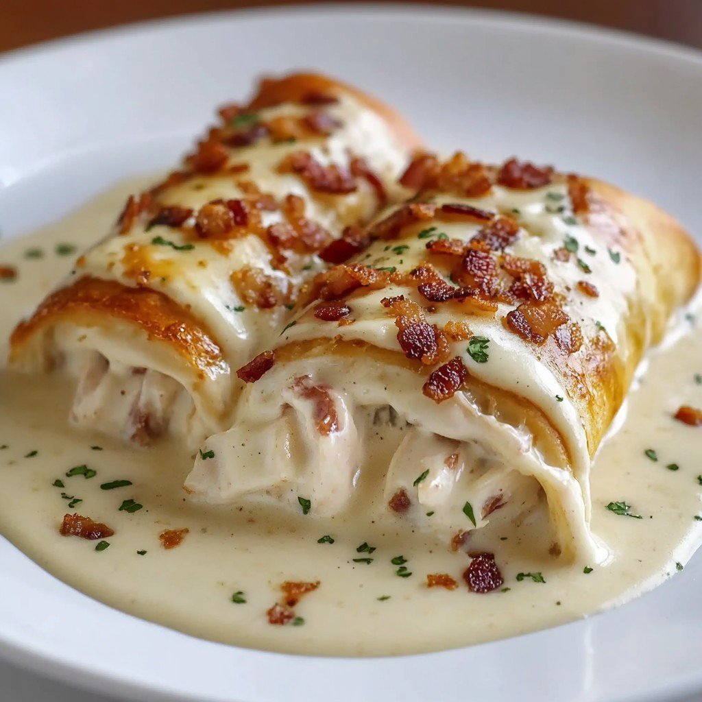 Loaded Bacon Chicken Alfredo Stuffed Breadstick Bombs