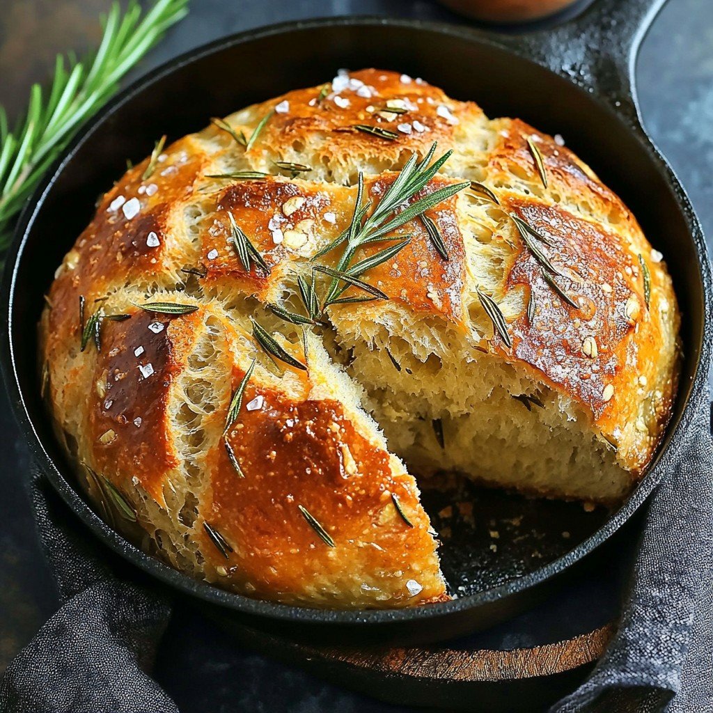 No Knead Rosemary Garlic Bread