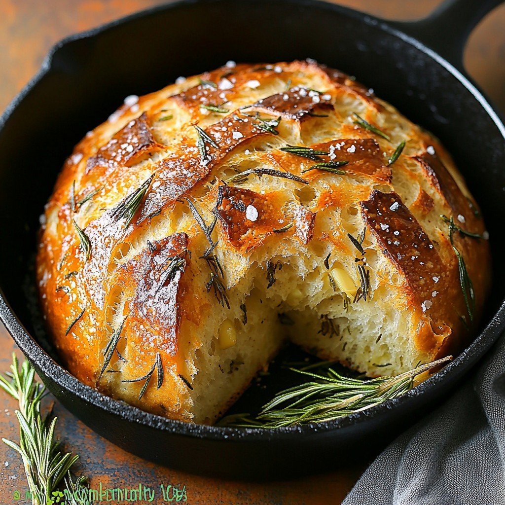 No Knead Rosemary Garlic Bread