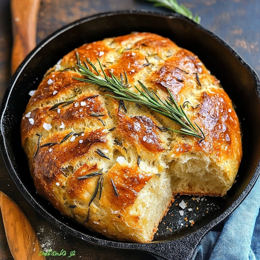 No Knead Rosemary Garlic Bread