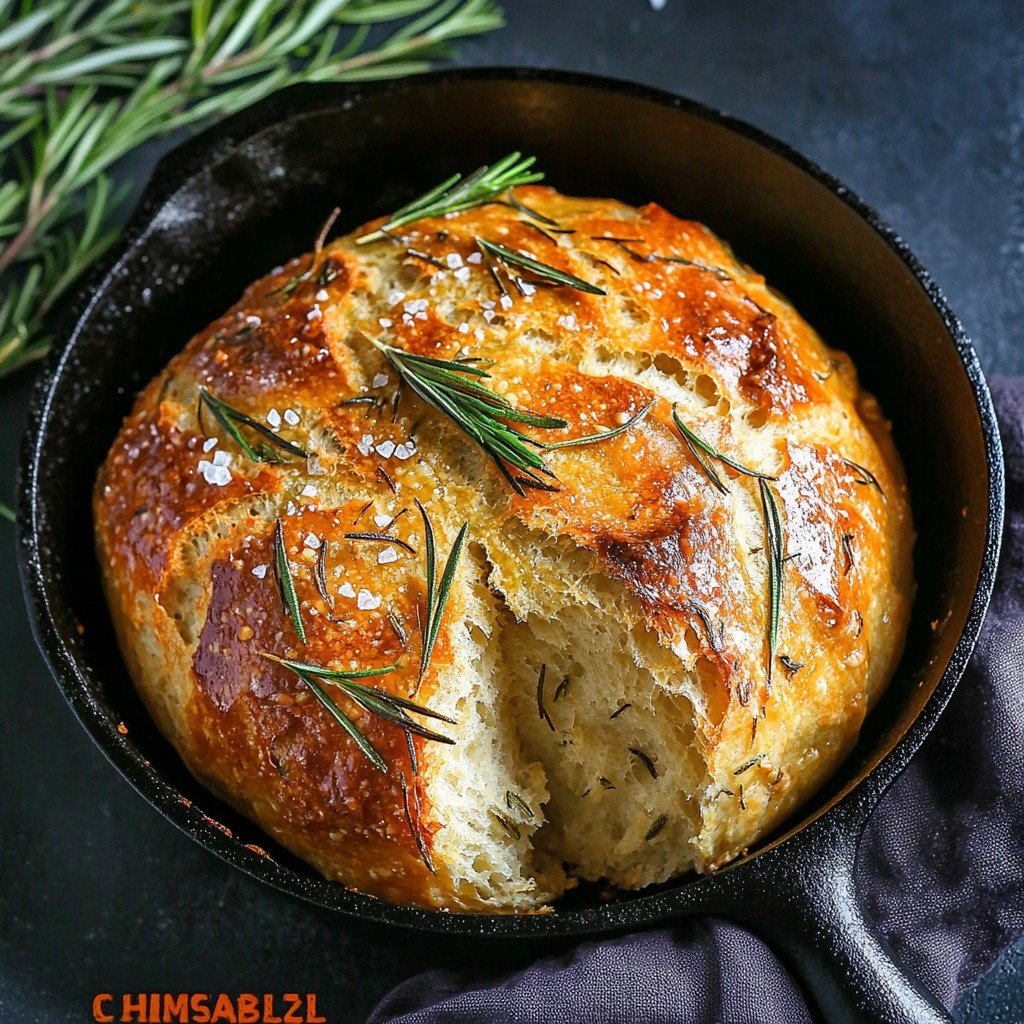 No Knead Rosemary Garlic Bread