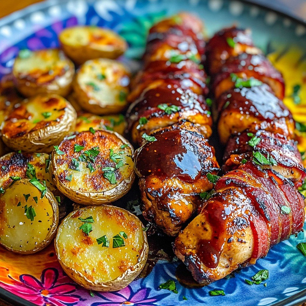 One-Pan Honey BBQ Chicken & Garlic Parmesan Potatoes