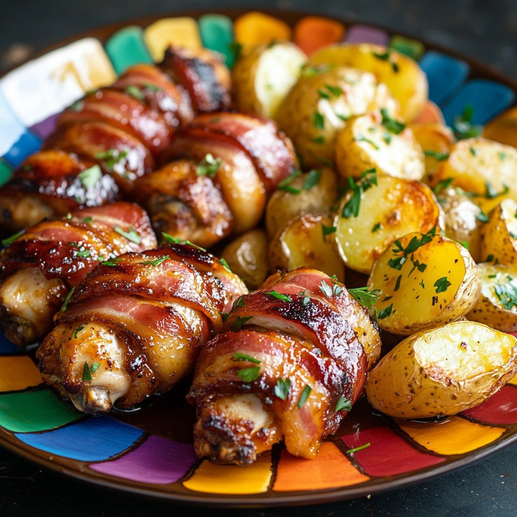 One-Pan Honey BBQ Chicken & Garlic Parmesan Potatoes