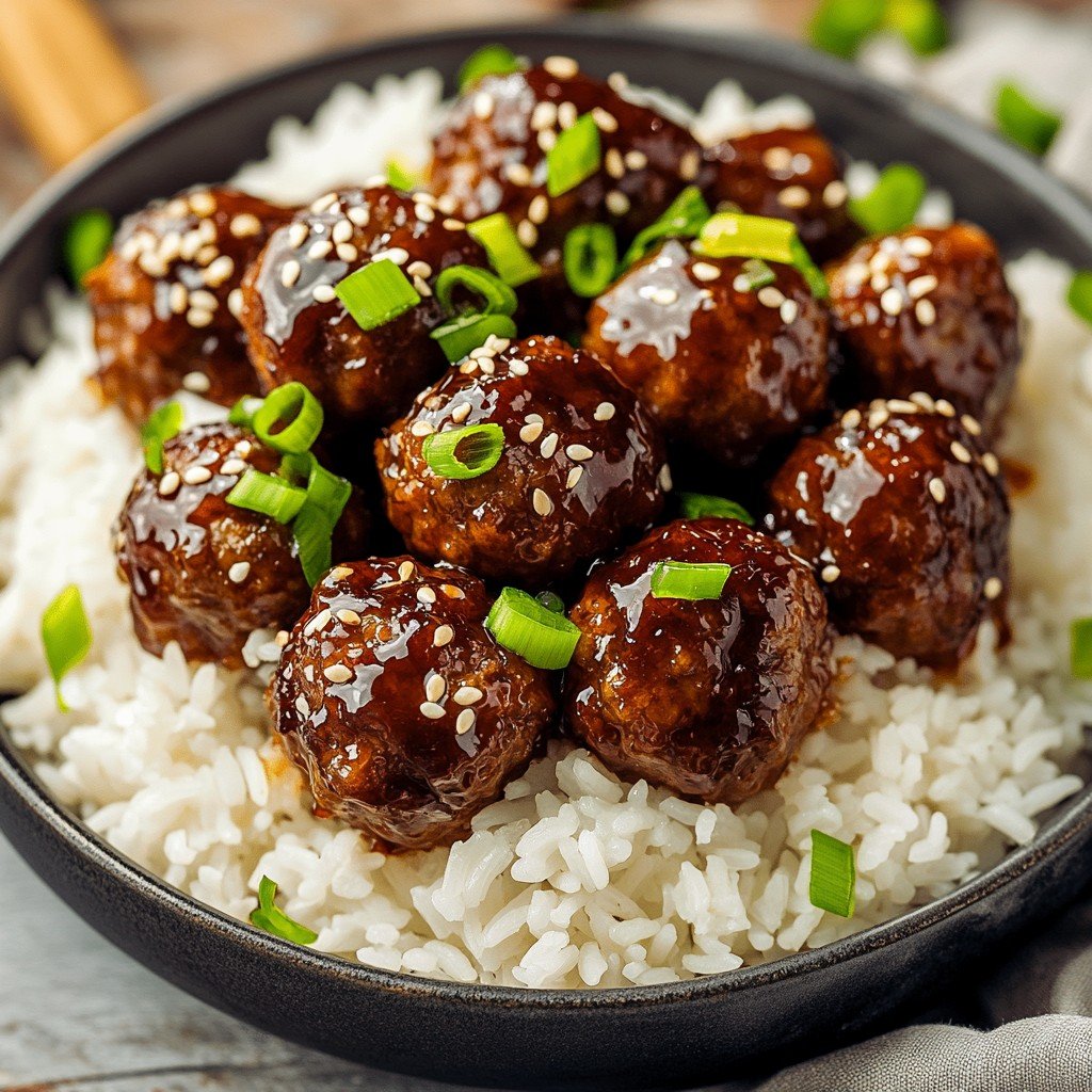 One-Pan Honey Garlic Meatball Rice Bake in 30 Minutes