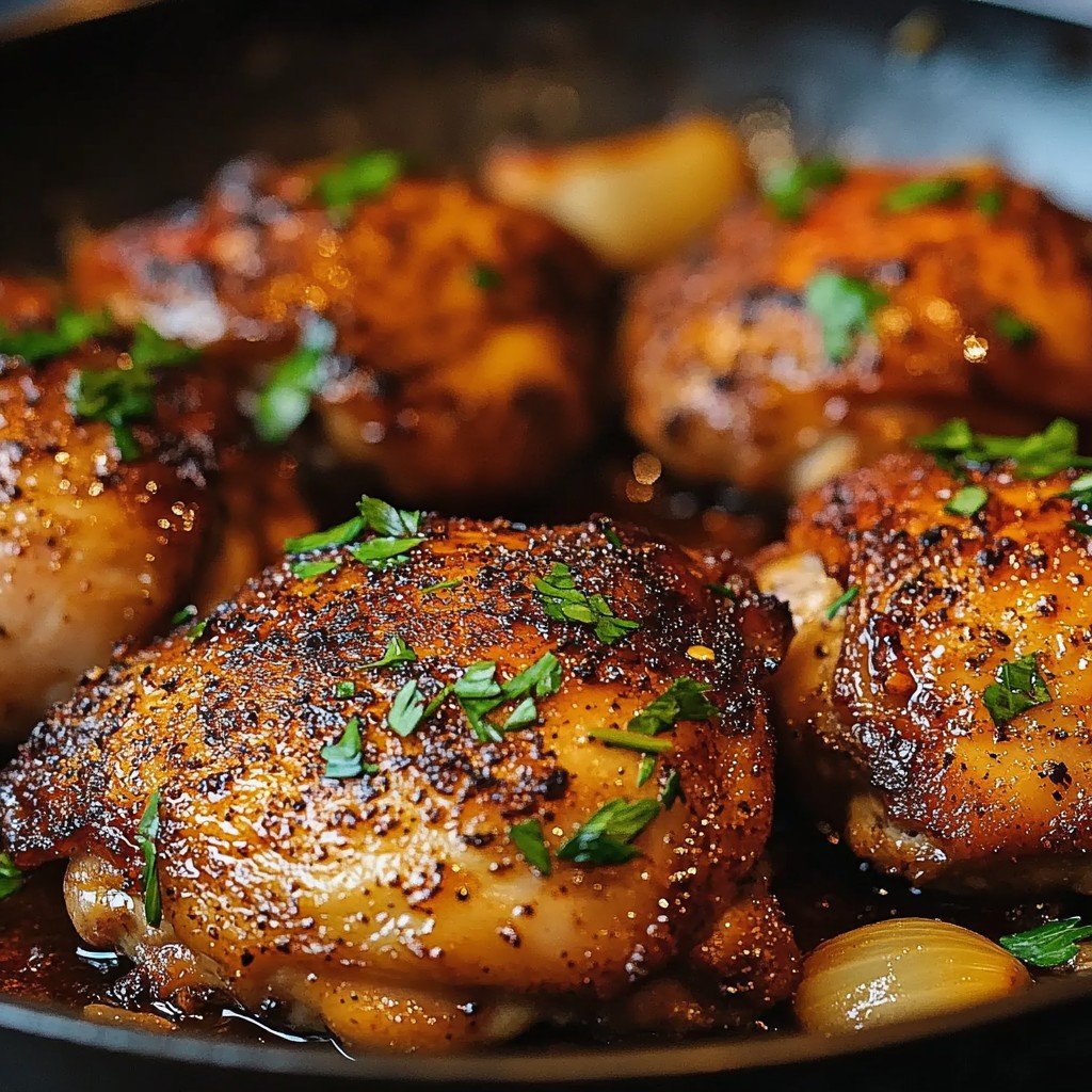 One-Skillet Paprika Garlic Chicken Thighs in 25 Minutes