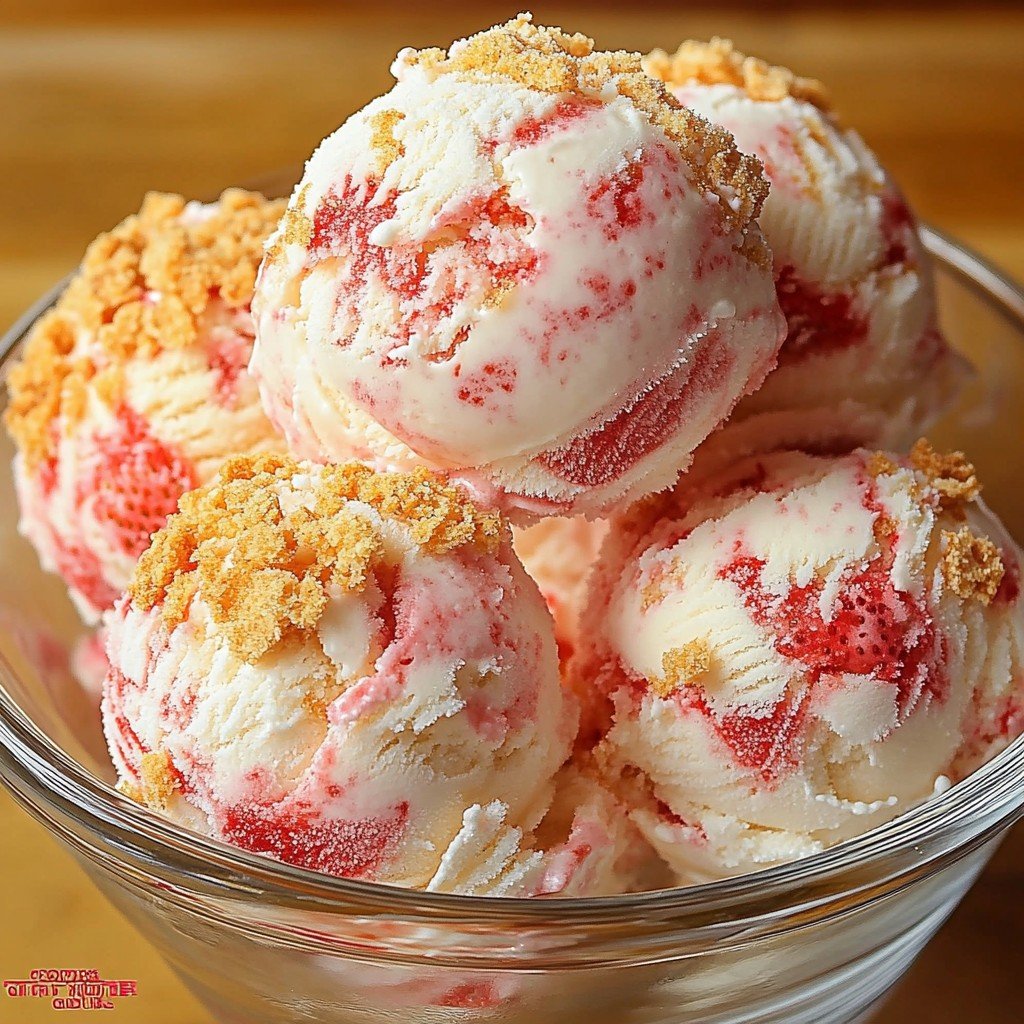 3-Ingredient Strawberry Crunch Ice Cream Dessert