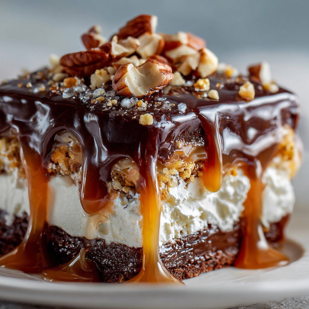 3-Layer No-Bake Turtle Lasagna Dessert